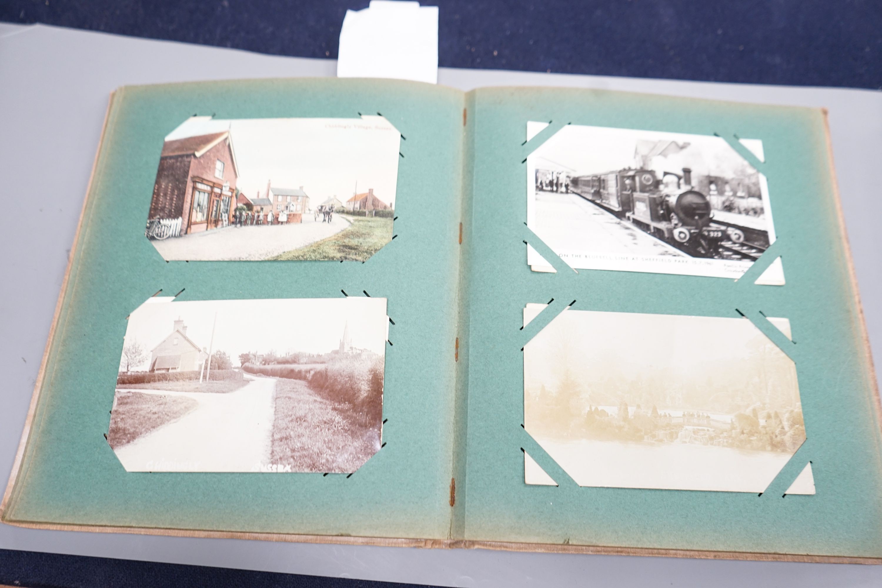 Two albums of Edwardian and later postcards, including Lewes and East Sussex topographical views
